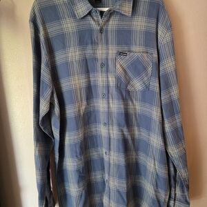 Volcom Casual Blue and Cream Plaid Loreto Flannel Shirt